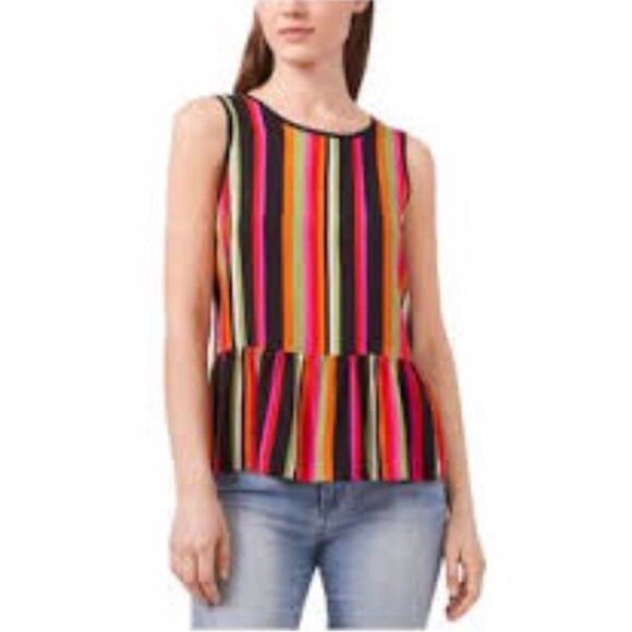 Riley & Rae Clown Striped Peplum Sleeveless Top Sz. M KIdcore - Picture 4 of 12